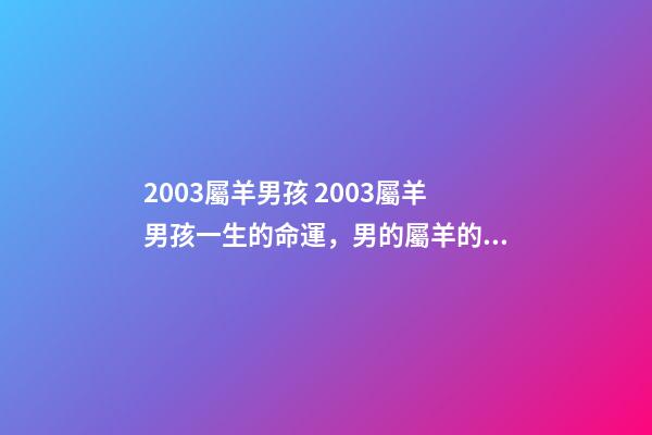 2003屬羊男孩 2003屬羊男孩一生的命運，男的屬羊的命不好嗎-第1張-觀點-玄機派